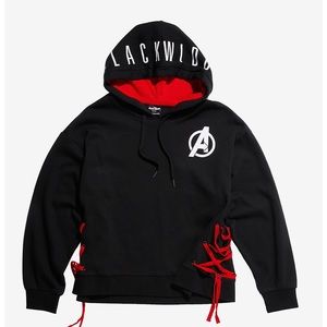 Hot Topic Black Widow Lace-Up Hoodie Sweatshirt